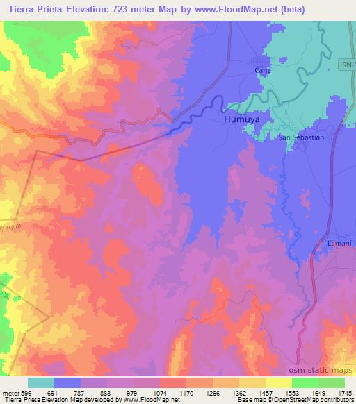 Tierra Prieta,Honduras Elevation Map