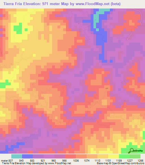 Tierra Fria,Honduras Elevation Map