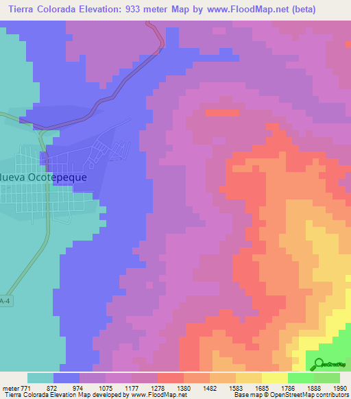Tierra Colorada,Honduras Elevation Map