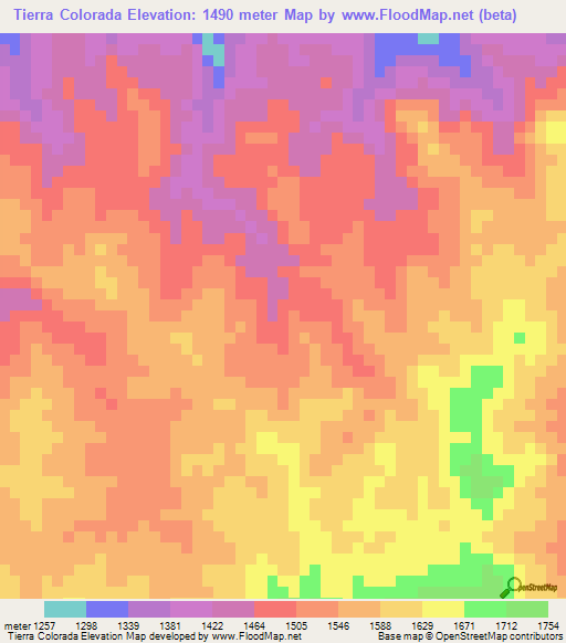 Tierra Colorada,Honduras Elevation Map