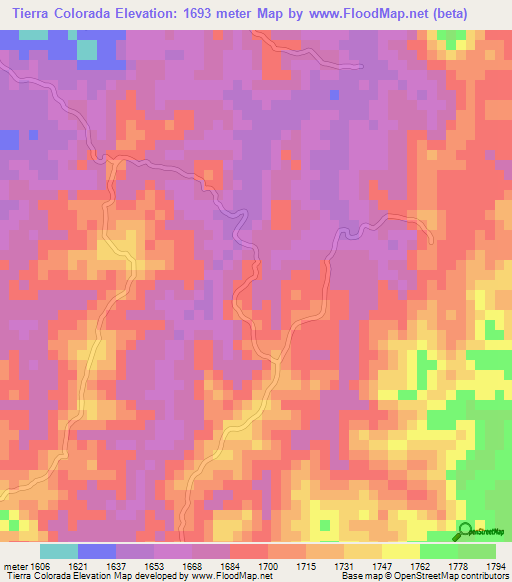 Tierra Colorada,Honduras Elevation Map