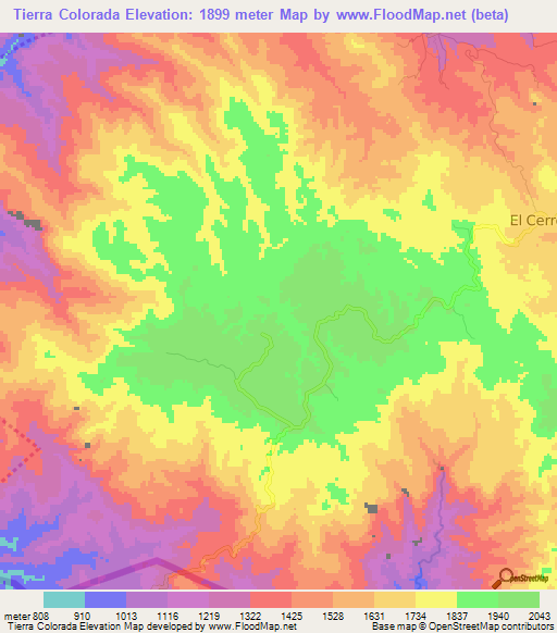Tierra Colorada,Honduras Elevation Map