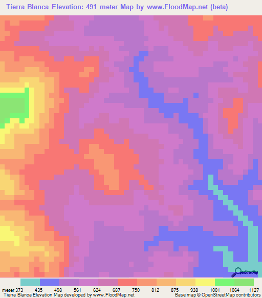 Tierra Blanca,Honduras Elevation Map
