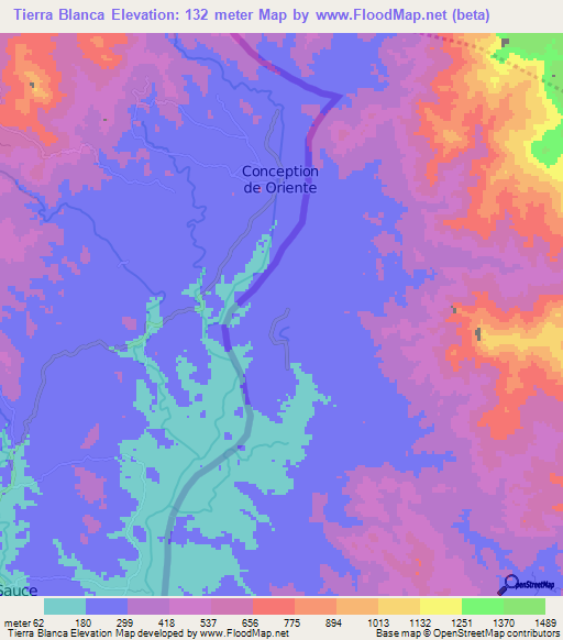 Tierra Blanca,Honduras Elevation Map