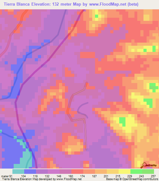 Tierra Blanca,Honduras Elevation Map