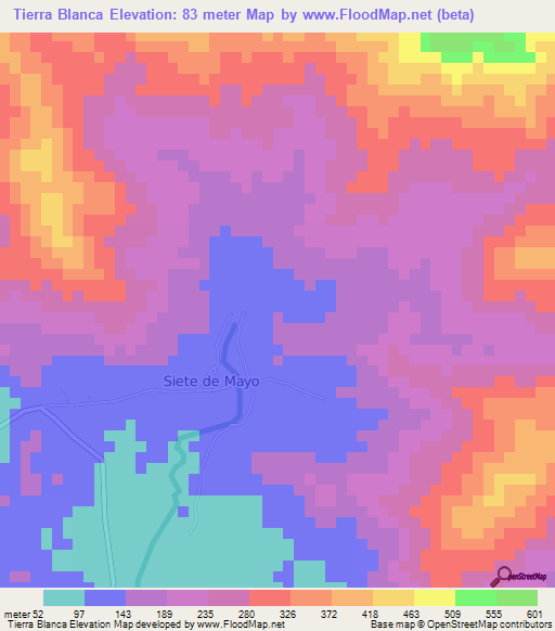 Tierra Blanca,Honduras Elevation Map