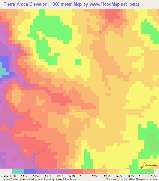 Tierra Arada,Honduras Elevation Map