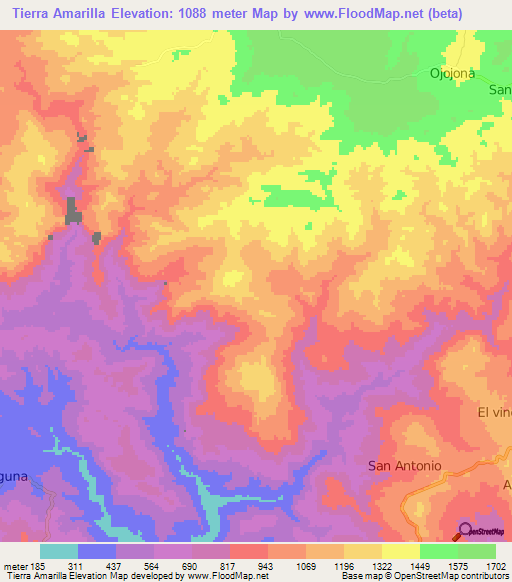 Tierra Amarilla,Honduras Elevation Map