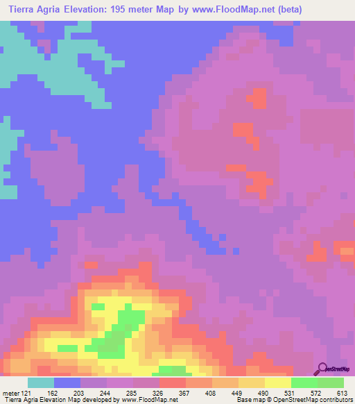 Tierra Agria,Honduras Elevation Map
