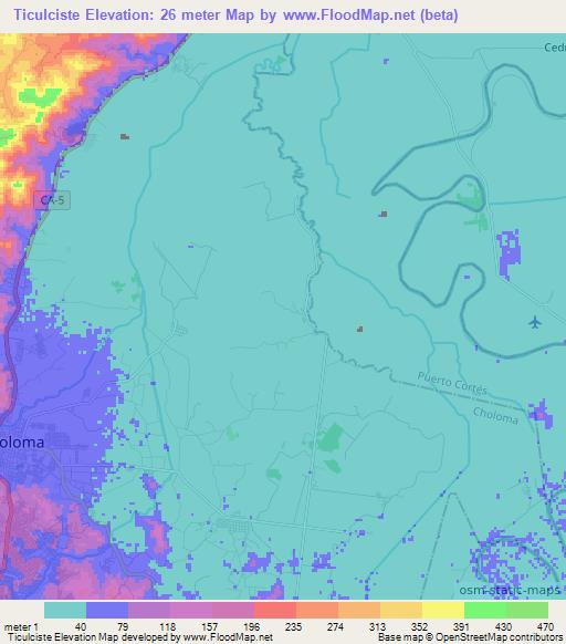 Ticulciste,Honduras Elevation Map