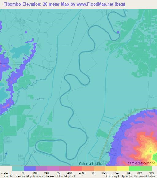 Tibombo,Honduras Elevation Map