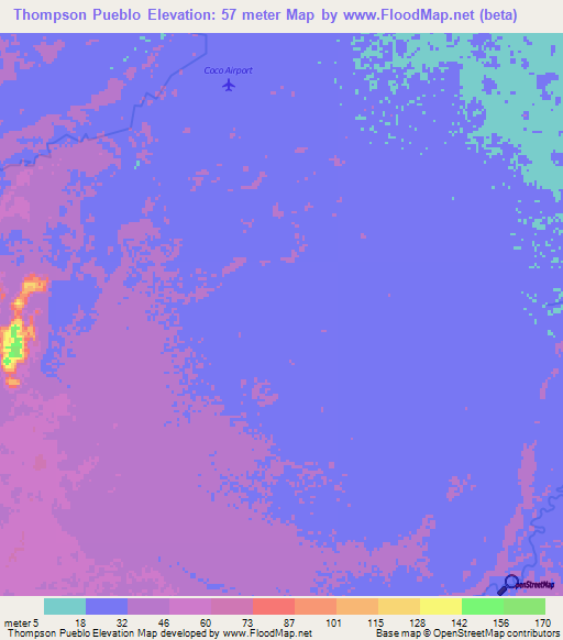 Thompson Pueblo,Honduras Elevation Map
