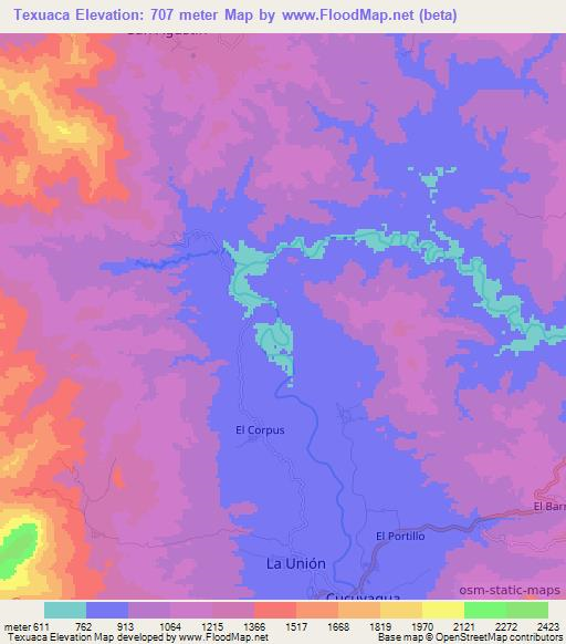 Texuaca,Honduras Elevation Map