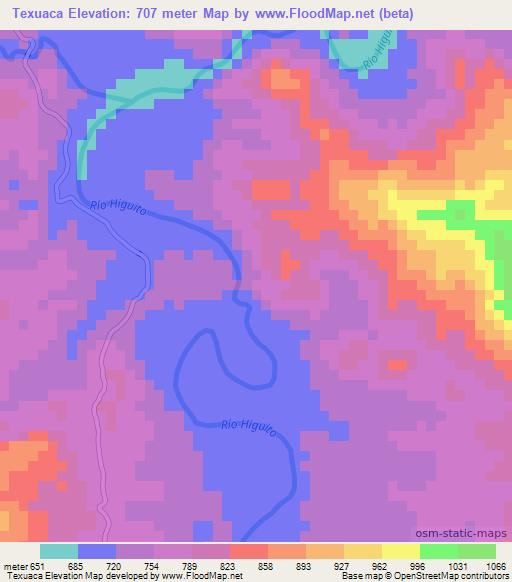 Texuaca,Honduras Elevation Map