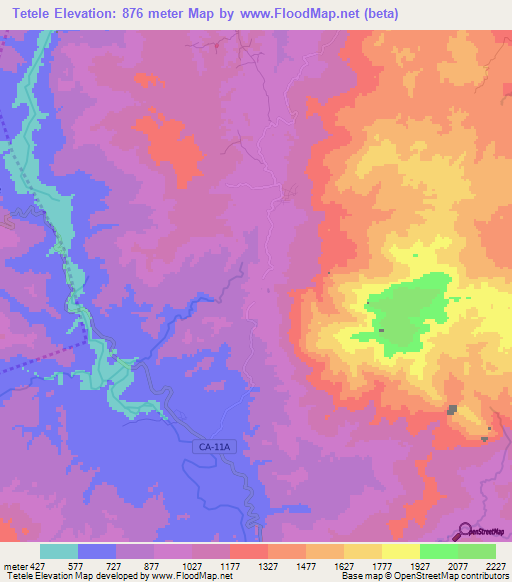 Tetele,Honduras Elevation Map