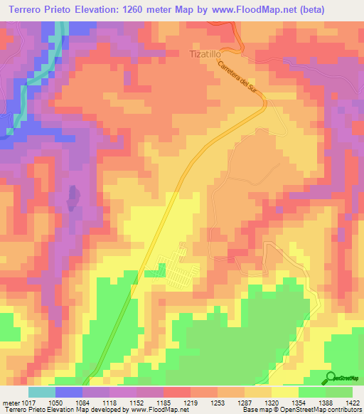 Terrero Prieto,Honduras Elevation Map
