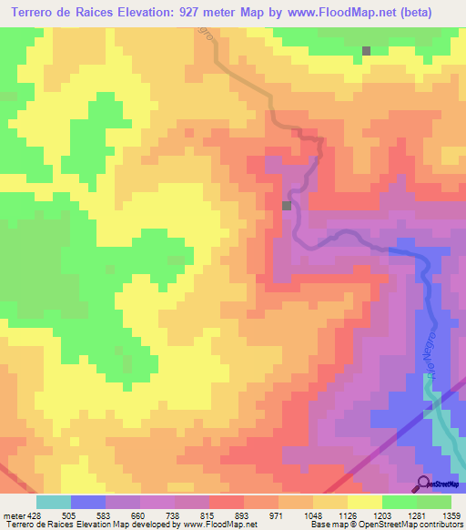 Terrero de Raices,Honduras Elevation Map