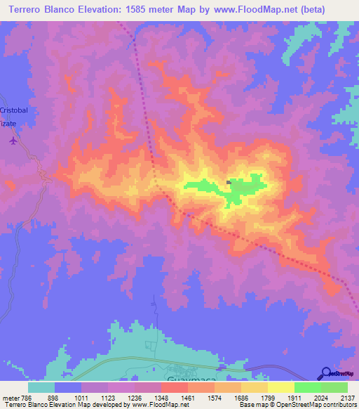 Terrero Blanco,Honduras Elevation Map