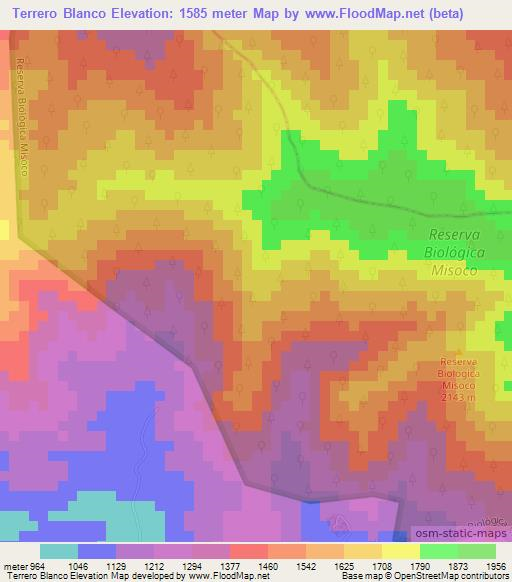 Terrero Blanco,Honduras Elevation Map