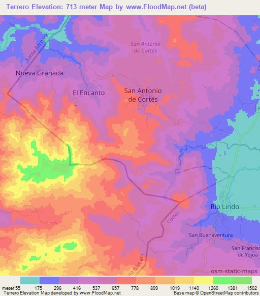 Terrero,Honduras Elevation Map