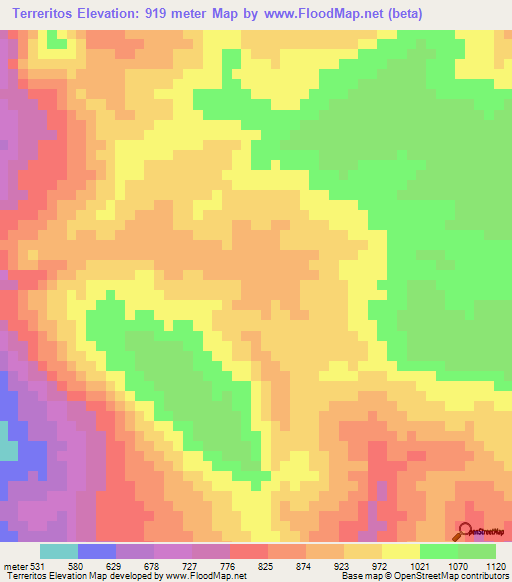 Terreritos,Honduras Elevation Map