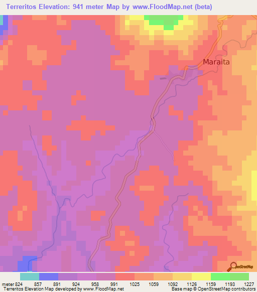 Terreritos,Honduras Elevation Map