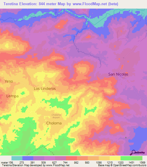 Teretina,Honduras Elevation Map