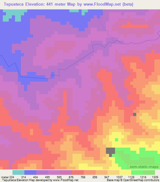 Tepusteca,Honduras Elevation Map