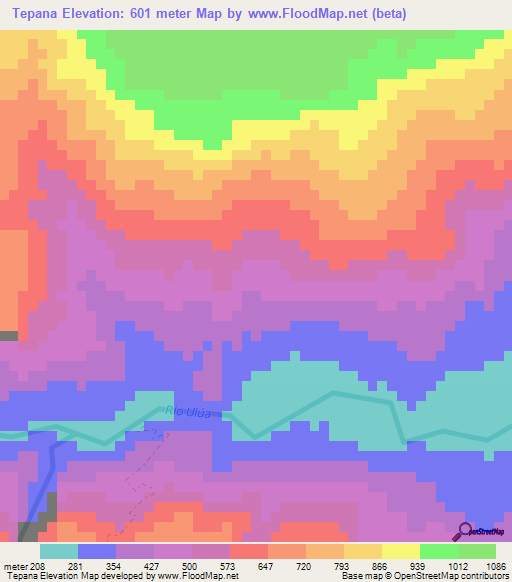 Tepana,Honduras Elevation Map