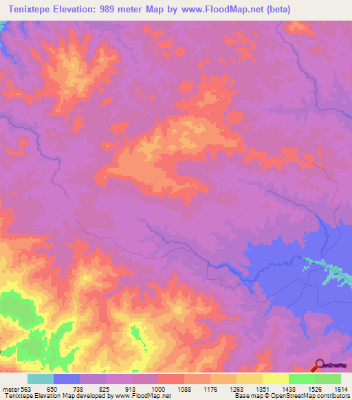 Tenixtepe,Honduras Elevation Map