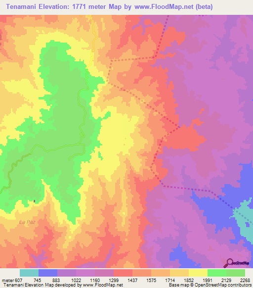 Tenamani,Honduras Elevation Map