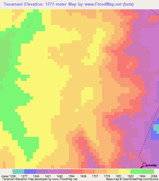 Tenamani,Honduras Elevation Map