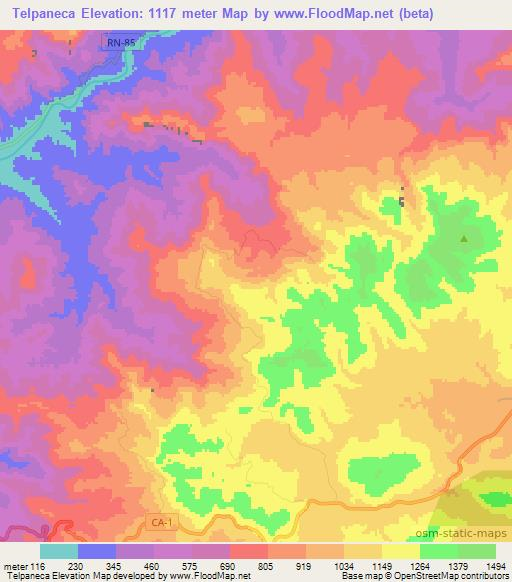 Telpaneca,Honduras Elevation Map