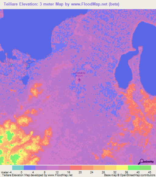 Teiliare,Honduras Elevation Map