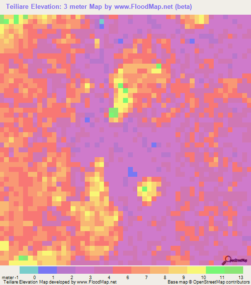 Teiliare,Honduras Elevation Map