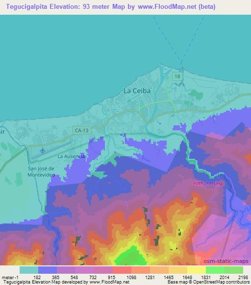 Tegucigalpita,Honduras Elevation Map