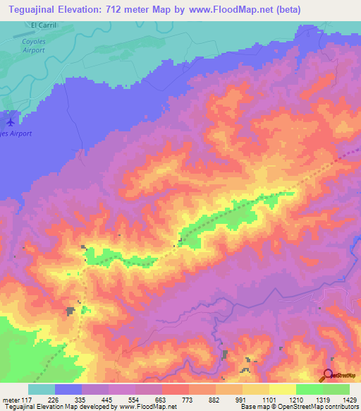 Teguajinal,Honduras Elevation Map