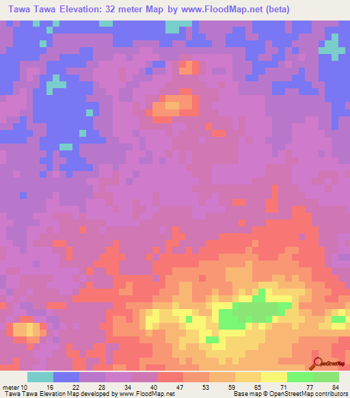 Tawa Tawa,Honduras Elevation Map