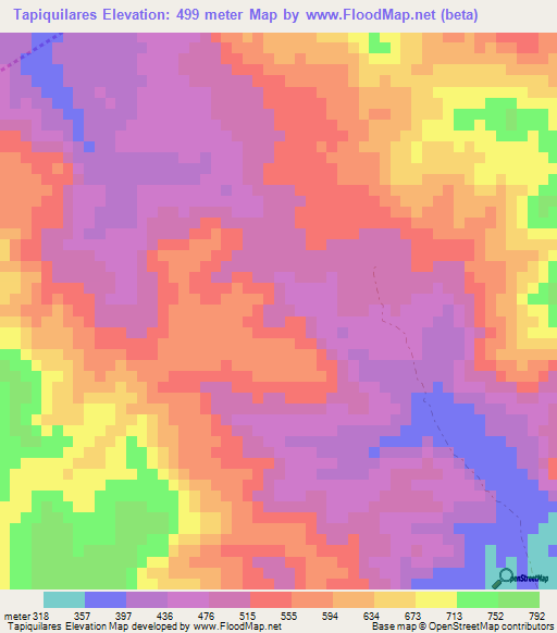 Tapiquilares,Honduras Elevation Map