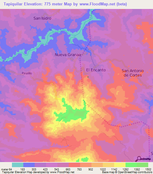 Tapiquilar,Honduras Elevation Map