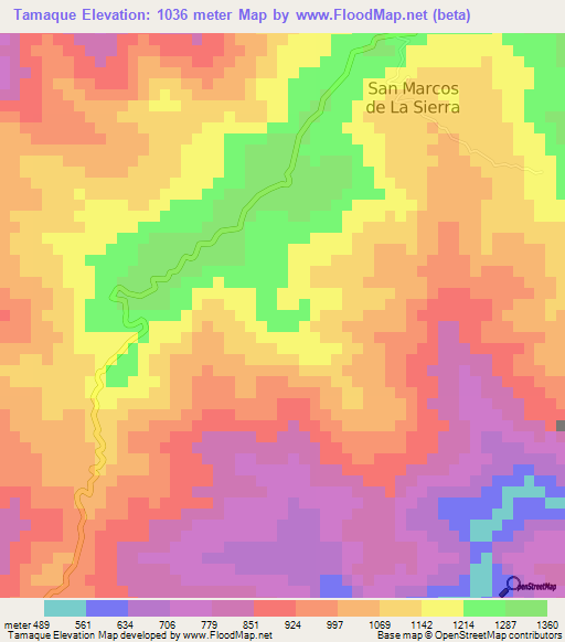 Tamaque,Honduras Elevation Map