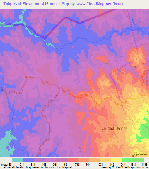 Talquezal,Honduras Elevation Map