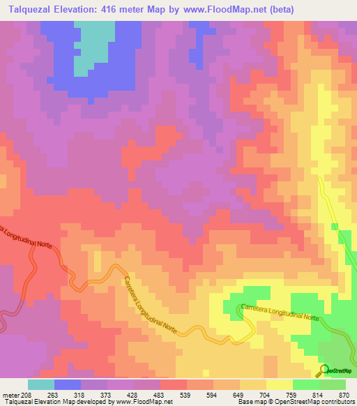 Talquezal,Honduras Elevation Map