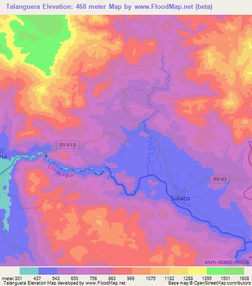 Talanguera,Honduras Elevation Map