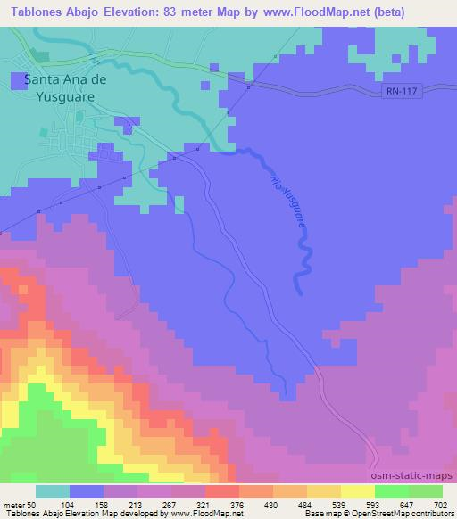 Tablones Abajo,Honduras Elevation Map