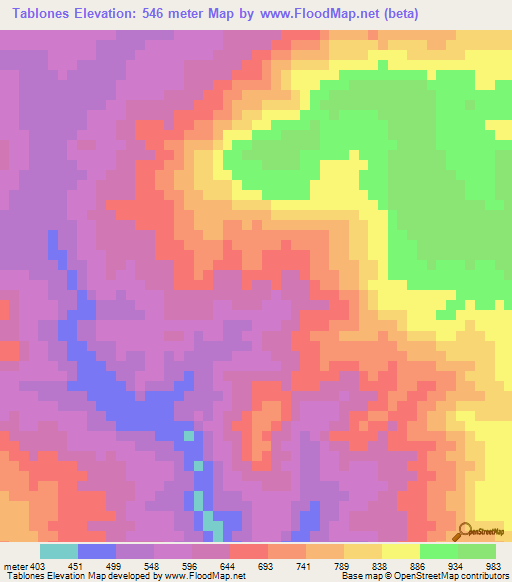 Tablones,Honduras Elevation Map