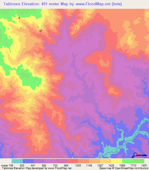 Tablones,Honduras Elevation Map
