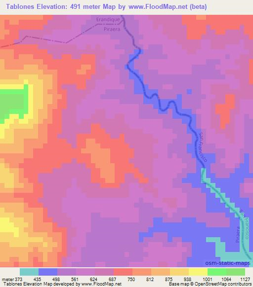 Tablones,Honduras Elevation Map