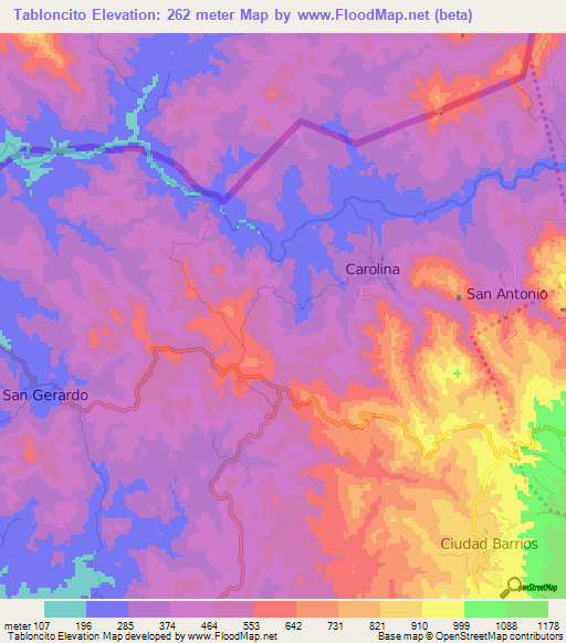 Tabloncito,Honduras Elevation Map
