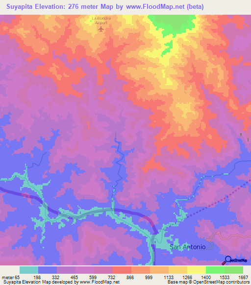 Suyapita,Honduras Elevation Map